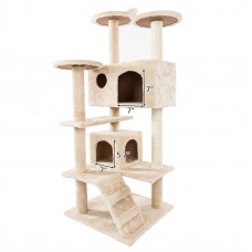 52" Solid Cute Sisal Rope Plush Cat Climbing Tree and Tower