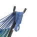 9ft Black Steel Pipe Hammock Frame with 200*150cm Polyester Cotton Hammock Blue Green Strip Blue Rope Iron Hammock Set
